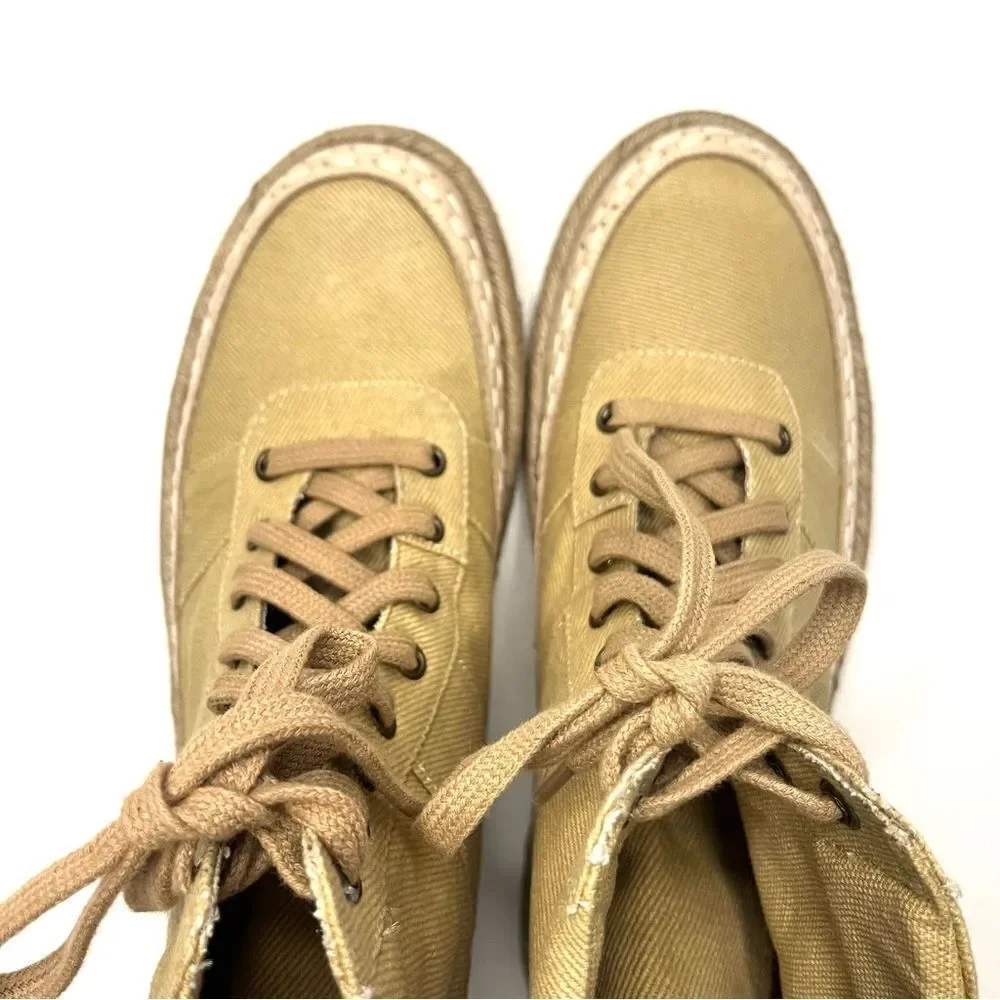 Free People Menorca‎ Lace Up Boots in Tan Canvas, Size 8 NIB - Picture 5 of 10